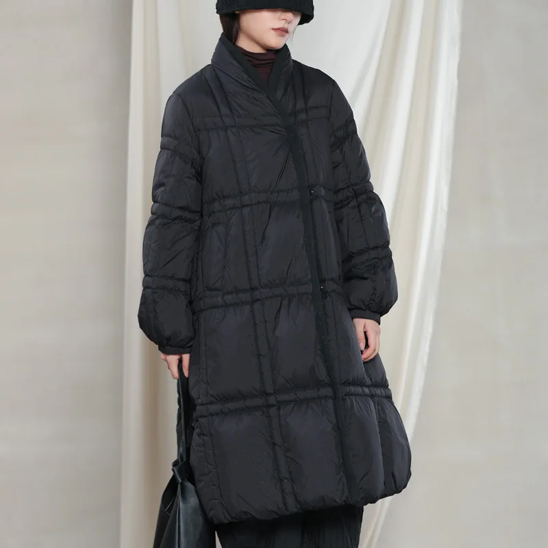 Loose Warm Medium Length Down Jacket Women's White Duck Down Thick Vintage 2022 Autumn and Winter Fashion New Winter Clothing