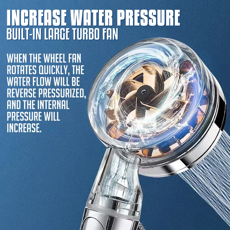 

2022 Upgraded Pressurized Nozzle Turbo Shower Head One-Key Stop Water Saving High Pressure Shower Bathroom Accessories