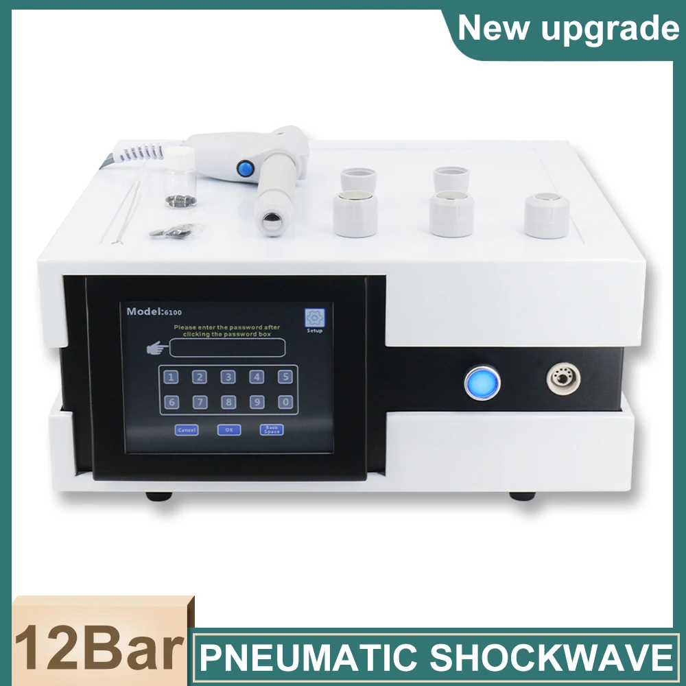 

12 Bar Pneumatic Shockwave Therapy Machine Body Massager Physiotherapy Profession Shock Wave ED Treatment Pain Relief Clinic Use