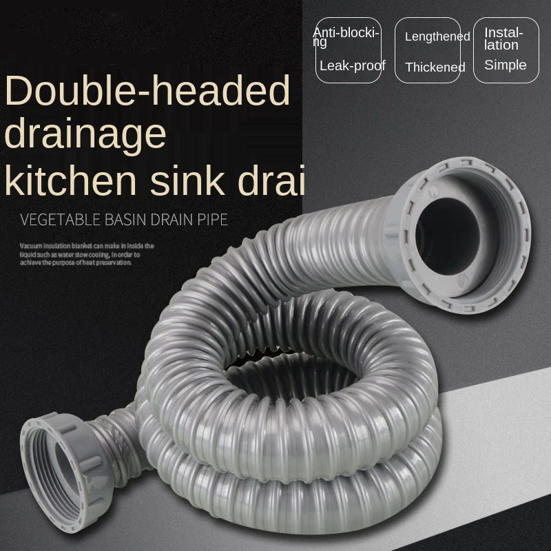 

Kitchen Double-head Sink Under The Water Pipe Dish Basin Sink Double Screw Drain Pipe Connection Hose Extension Fitting