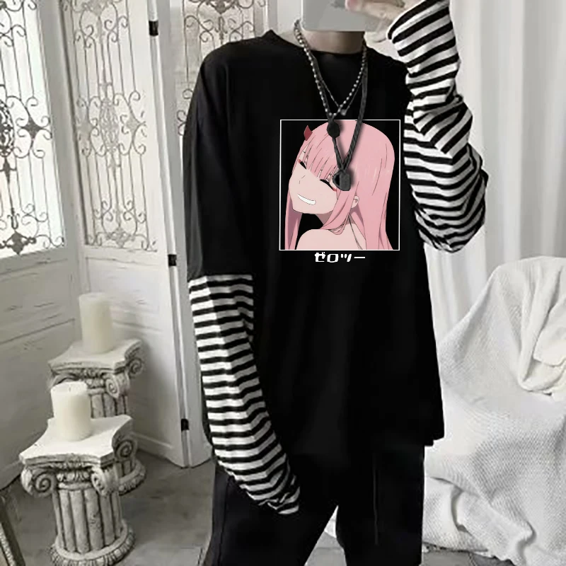 Футболка в стиле Харадзюку с изображением аниме Дарлинг во Фране две поддельные