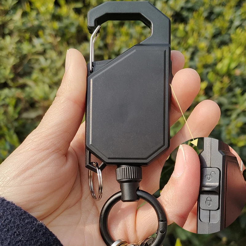 

Retractable Badge Reel Keychain Outdoor Anti Lost Easy Locking Anti-kickback Belt Keychains For Men Woman Car Keys
