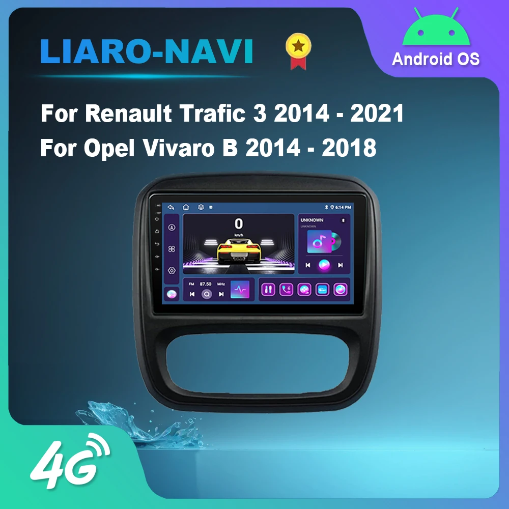 Для Renault Trafic 3 2014-2021 для Opel Vivaro B 2014-2018 Android Автомобильный видеорадиоплеер Carplay GPS
