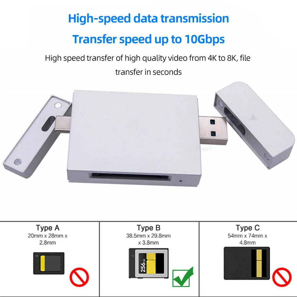 

CFE SD Card Reader Gen 2 USB3.1 Type-B Memory Card Reader Aluminum Alloy SD Adapter Plug and Play for Canon R5 for Phone Desktop