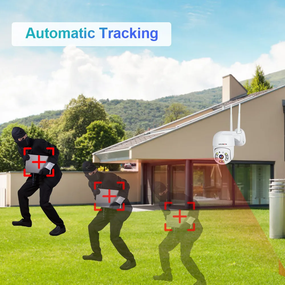 Наружная IP-камера видеонаблюдения LS VISION 1080P PTZ с Wi-Fi и 4-кратным цифровым зумом