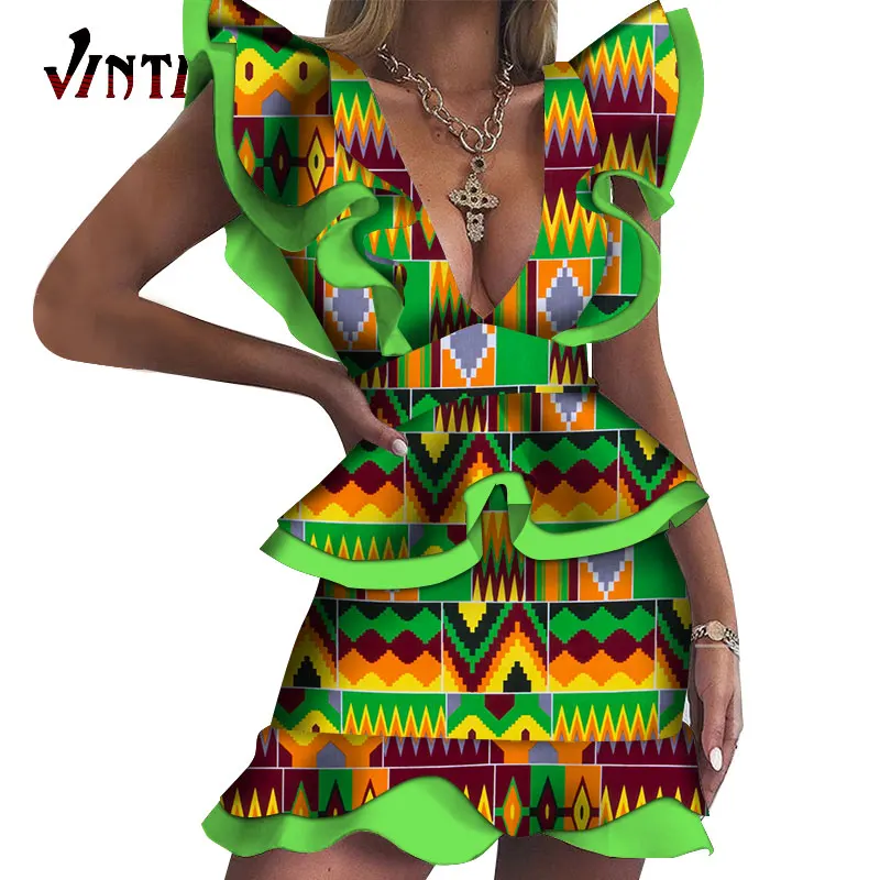 Летние короткие сексуальные африканские женские платья традиционные Дашики с