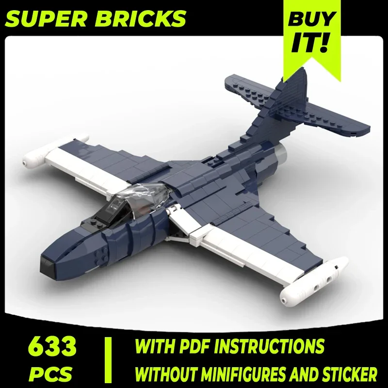Строительные блоки Moc военная модель флот Grumman F9F пантера истребитель