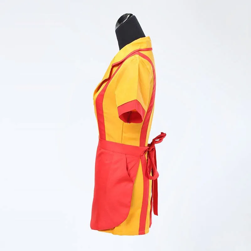 Custom Made 2 Broke Girls Costume Halloween Outfit Max Black Caroline Wesbox Channing Cosplay Suit Apron Dress |