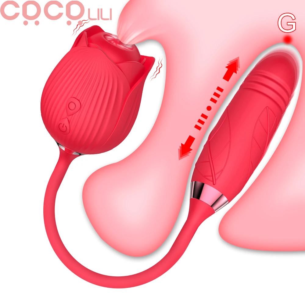 Rose Vibrator for Women Vagina Sucking Dildo Telescopic G Spot  Massager Clitoris Stimulator Female Masturbate Adult Sex Toys