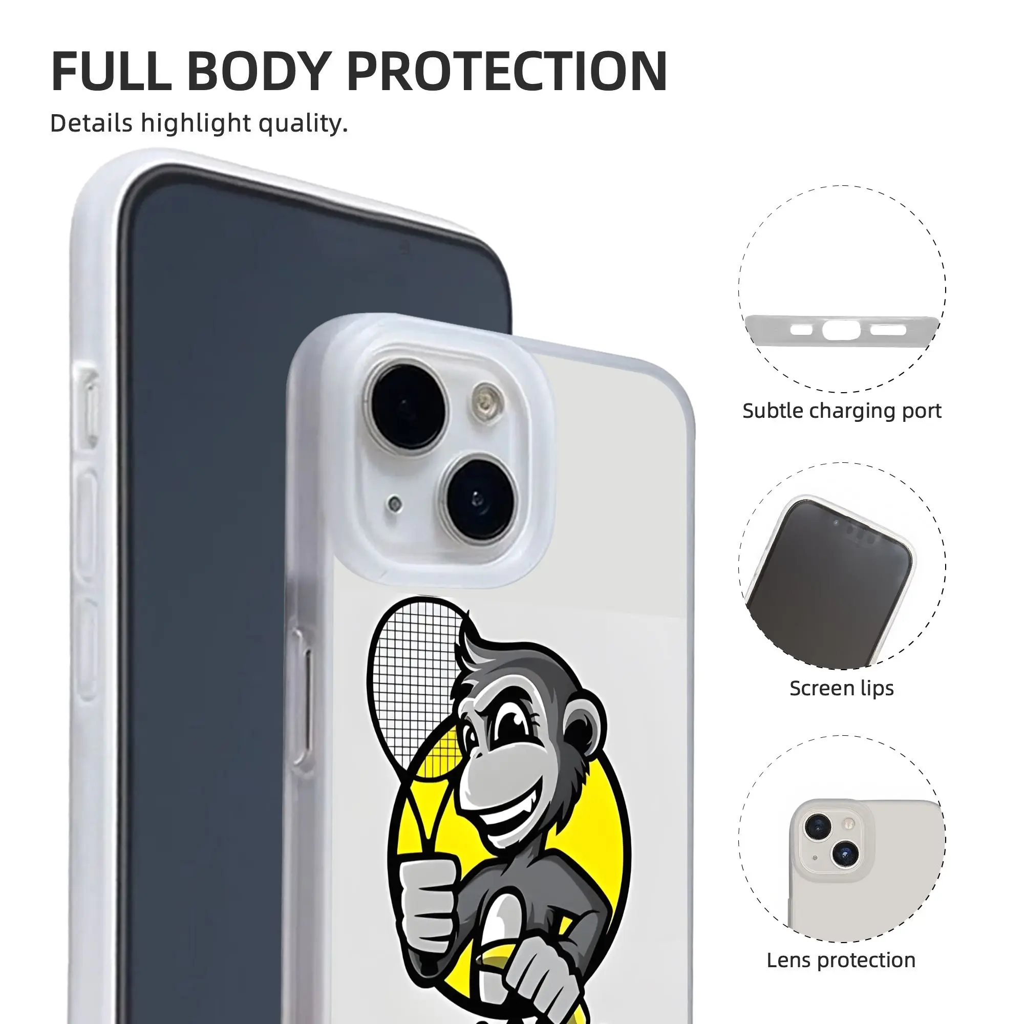 Фото Новый противоударный чехол-бампер Armor Idea Series с дизайном Monkey Tennis для iPhone 17, 16, 15, 14, 13, 12, 11 №4