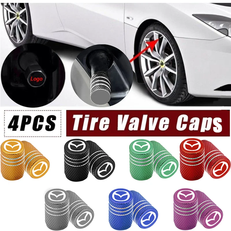 

4pcs/set Car Wheel Tire Valve Caps Auto Accessories for Mazda 3 4 5 6 7 8 323 626 CX-3 5 7 8 9 MX-5 30 RX-8 ATENZA Axela Hazumi