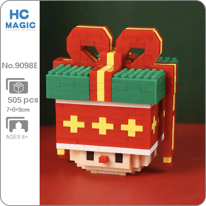 

PPZ 9098E Merry Christmas Present Head Festival Monster 3D Model DIY Mini Diamond Blocks Bricks Building Toy for Children no Box