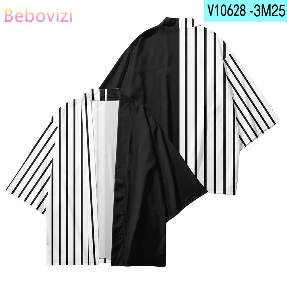 

Newest 2022 XXS-6XL Asymmetry Stripes Japanese Streetwear Cardigan girls Boy Kimono Shirts Haori Yukata