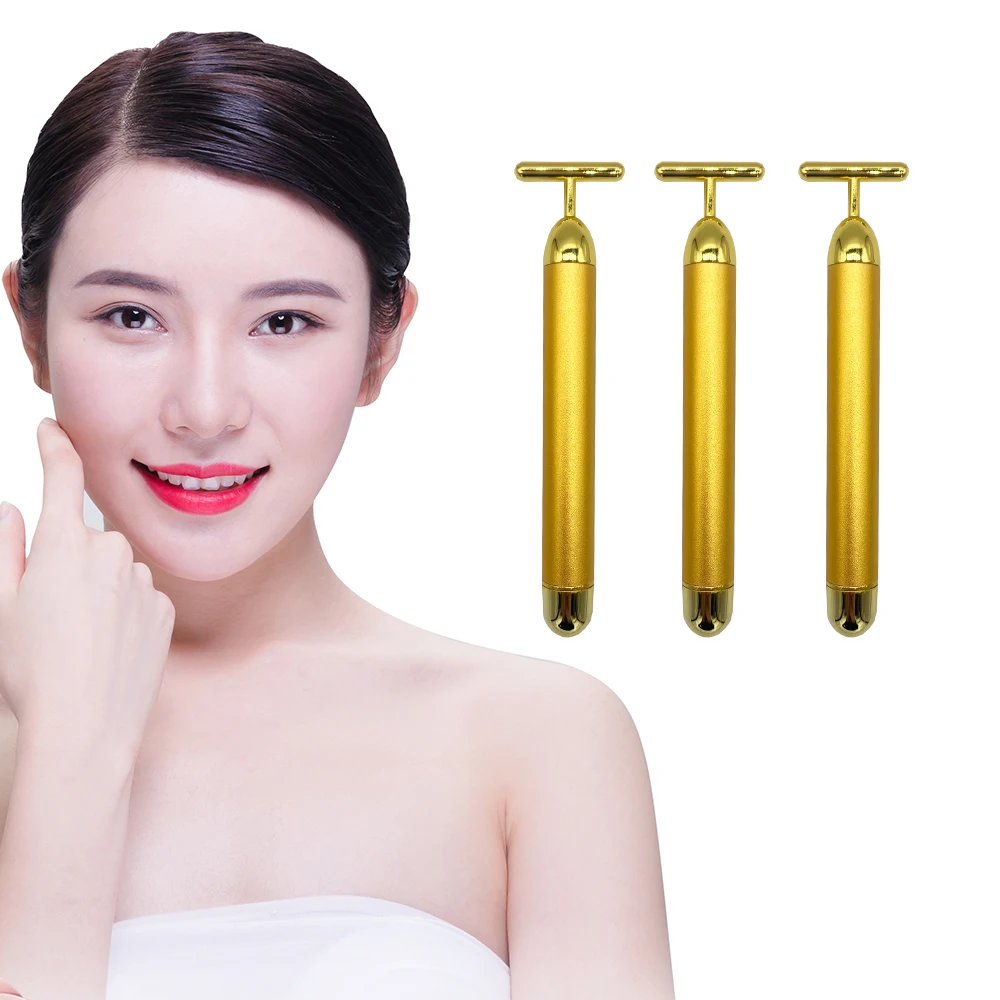 

24k Gold Vibration Facial Slimming Face Beauty Bar Pulse Firming Facial Roller Massager Lift Skin Tightening Wrinkle Stick