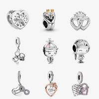 new glass heart balloon crown boy girl classic fashion dangle beads fit original pan series bracelets diy women jewelry gift