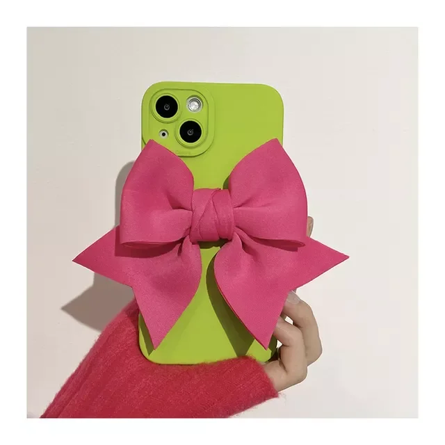 

Original Matte Silicone Phone Case For iphone 12 13 Pro Max 11 X XR 7 8 Plus Se 3 Cute 3D Bow Soft camera protective Cover-