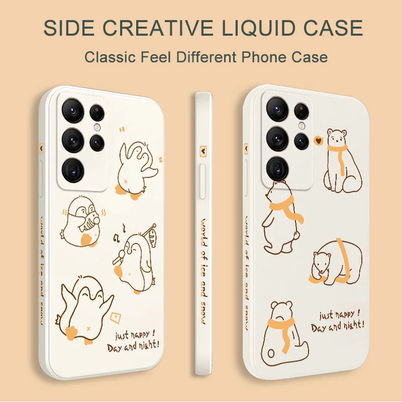 

Minimalist Bear Phone Case For Samsung Galaxy S23 S22 S21 S20 Ultra Plus FE S10 S9 S10E Note 20 ultra 10 9 Plus Cover