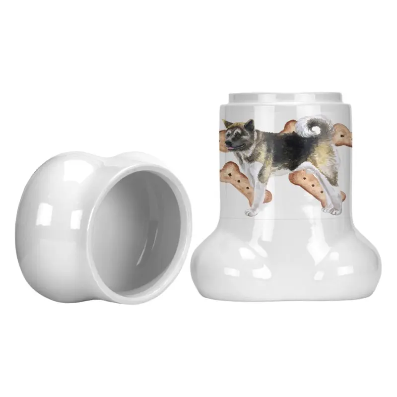 

Fantastic American Akita Treat Jar - Bone Shaped, Multicolor Tastiness!