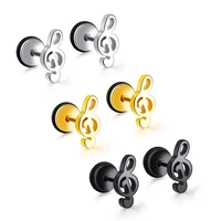 accessories earrings feature cute mini notes titanium steel small stud earrings men and women