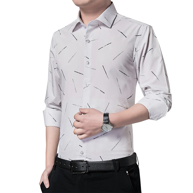 

2022 New Fashion Men Shirts Smart Casual Turn-Down Oversized Shirts Mens Long Sleeve Print Shirt Mens Clothing Trends