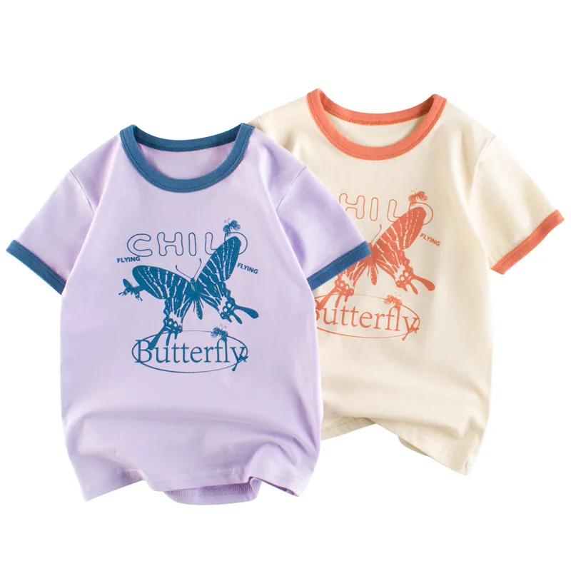 

Baby Girls Short Sleeve T-Shirts Cartoon Graphic Tops Little Girls Cotton Butterfly Tops Kids Clothes Girls Summer Tees Shirts