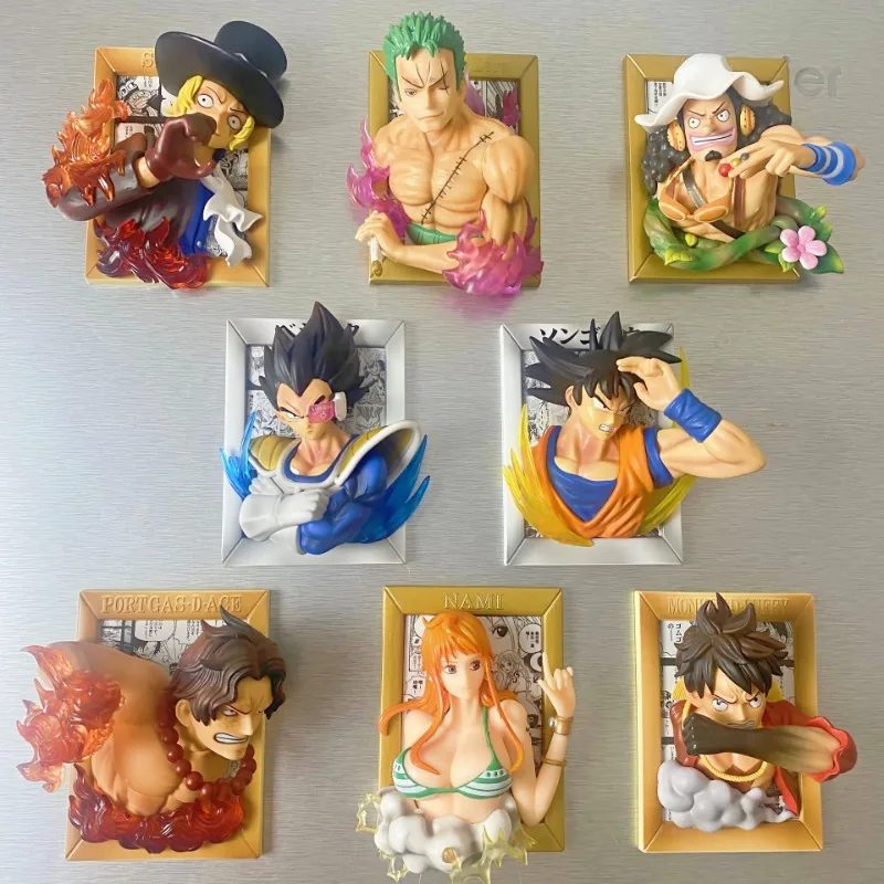 

Dragon Ball One Piece 3D Decoration Hand Creative Animation Refrigerator Sticker Goku Soron Model Action Figures Children's Gift