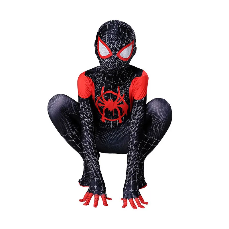 Spiderman Cosplay Costume Spider Man Into The Spider Verse Miles Morales Cosplay Bodysuit Jumpsuits Halloween Costumes for Kids images - 6