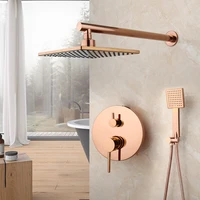 yankmsart 8 inch rainfall rose gold shower system bathroom shower faucet set wall mounted mixer hand shower water tap combo kit