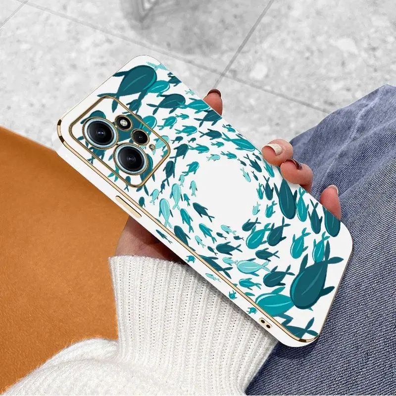 Fish Gather Luxury Plating Phone Case For Xiaomi Redmi Note 11 Pro Plus 12Pro Plus 11 11S 10 Pro 12 9S 8 Pro Cover