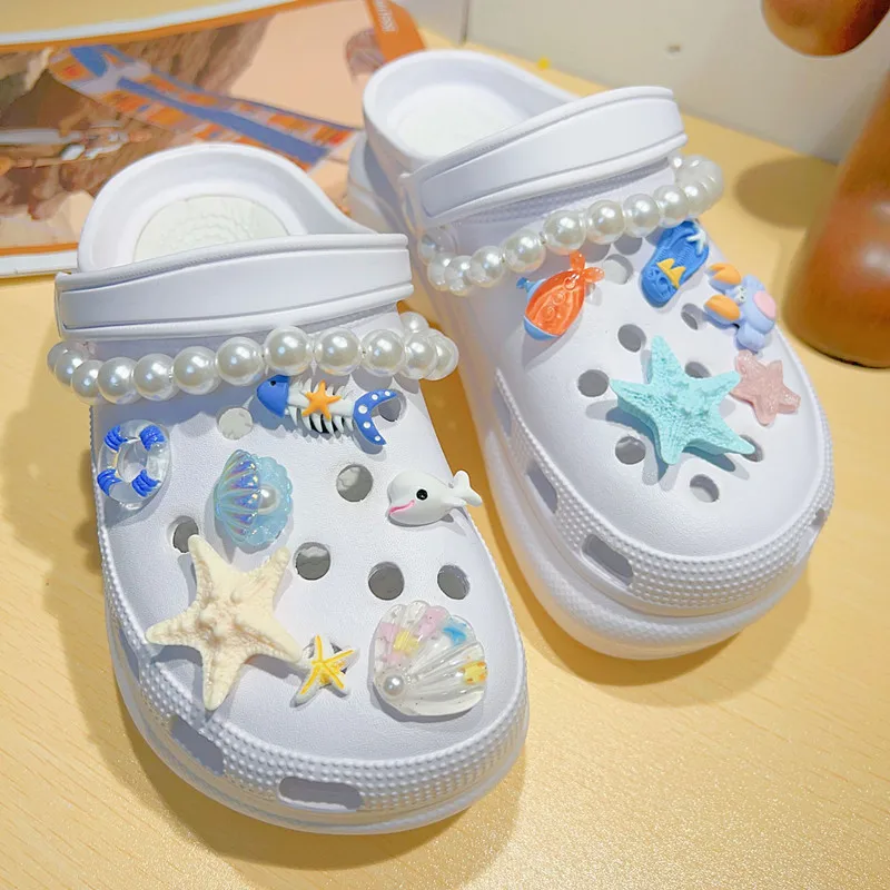 

12PCS Summer Starfish Crab Cute Animals Shoe Charms Accessories Ocean World Shoe Decorations Children's Sandals Shoe Buckle