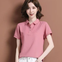 womens blouse polo neck t shirt women soft chic tees jumper clothes loose casual pullover 2022 summer new crop tops polo women