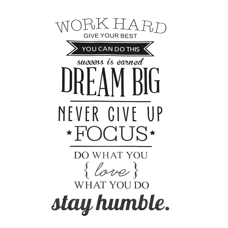 

WORK HARD DREAM BIG Quote Wall Sticker Office Inspirational Decal Removable PVC