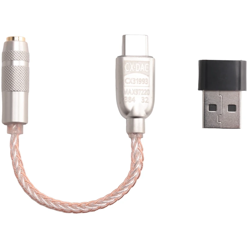 Аудиокабель-адаптер Type-C-3 5 мм AMP Hi-Fi PCM 32 бит/384 кГц ЦАП для наушников