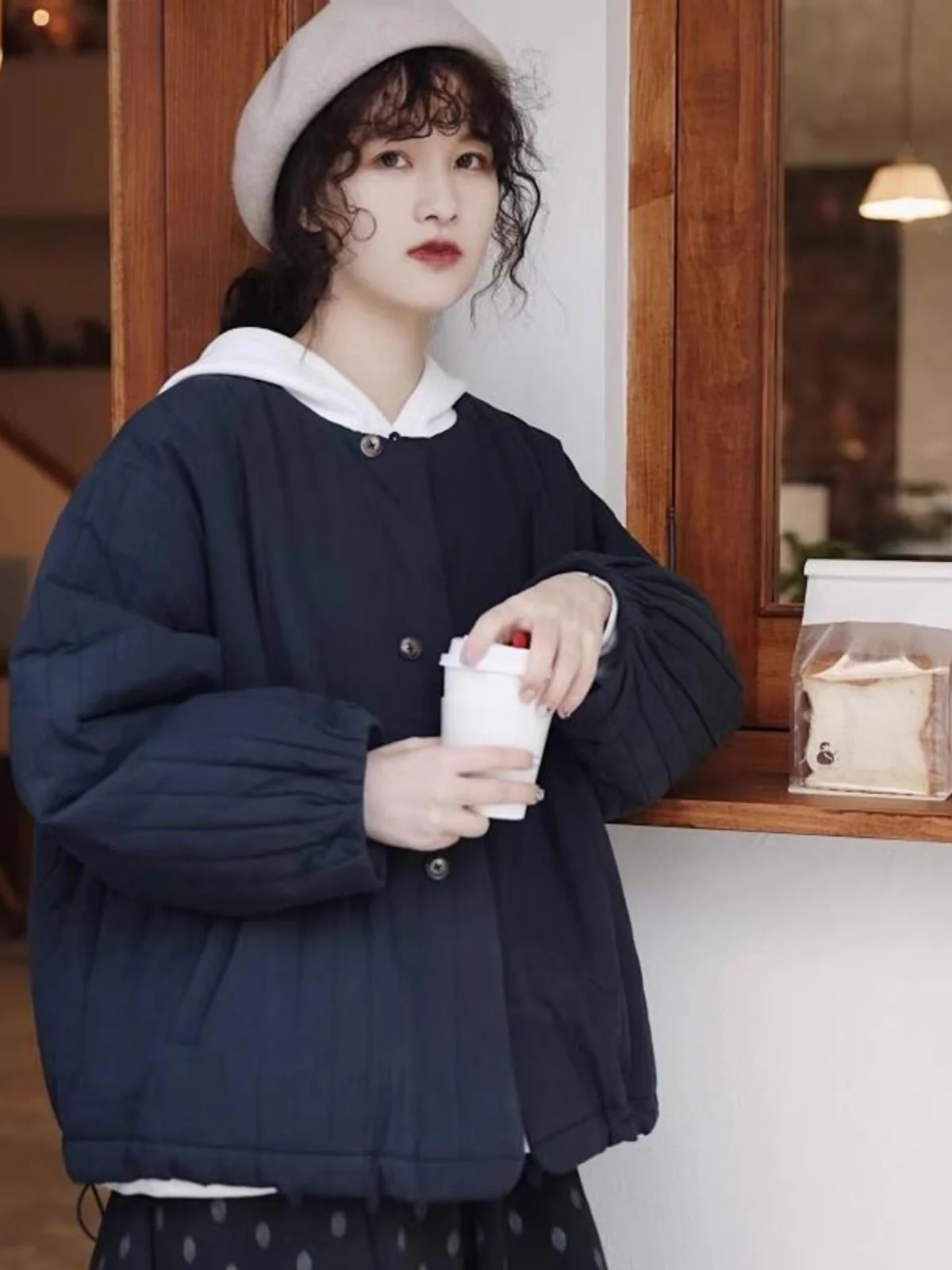 Японская мода Женская одежда Художественная утолщенная верхняя в стиле ретро