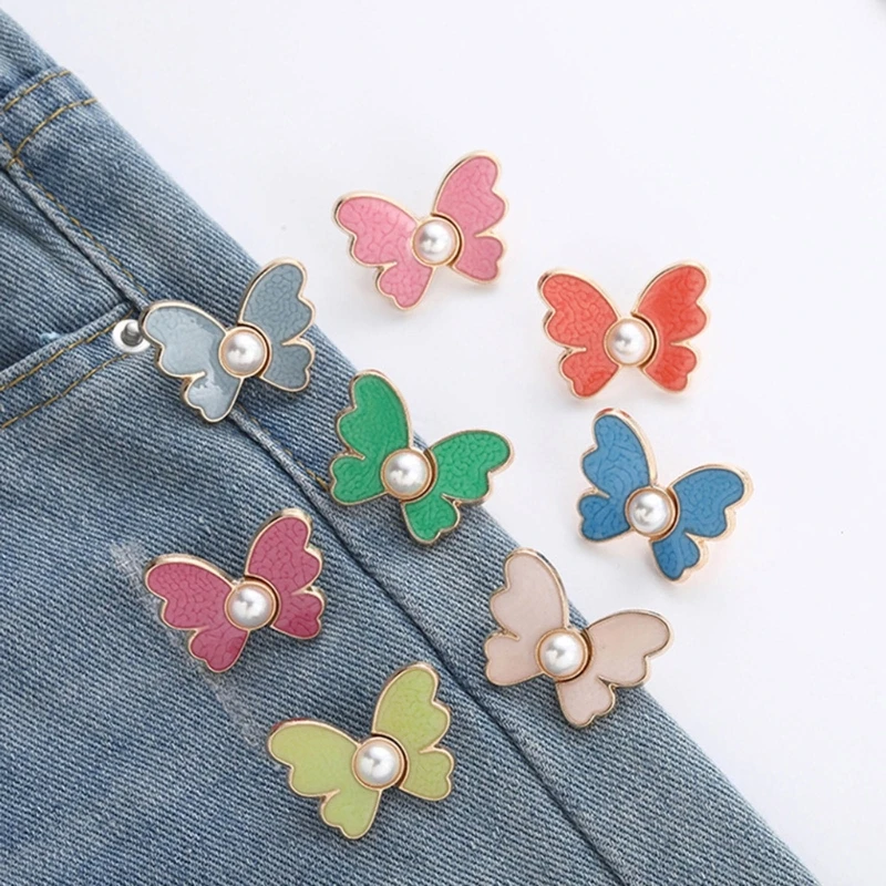 

Butterfly Jean Button Pins Tighten Waist Buttons for Women Skirt Pants Jeans Adjustable Waist Clip Metal Pins Cloth