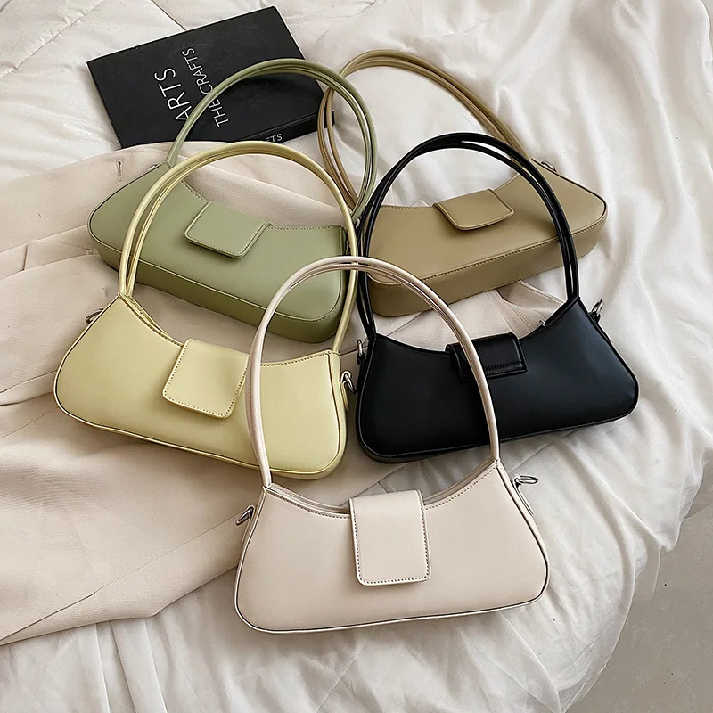 Luxury Brand Design Simple Small PU Leather Underarm Crossbody Side Bag Women 2023 Summer Fashion Shoulder Handbag and Purses