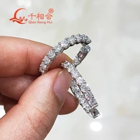 14k or 18k hoop earrings 3mm full of stone band colorless vvs moissanite wedding earring wedding gifts for women
