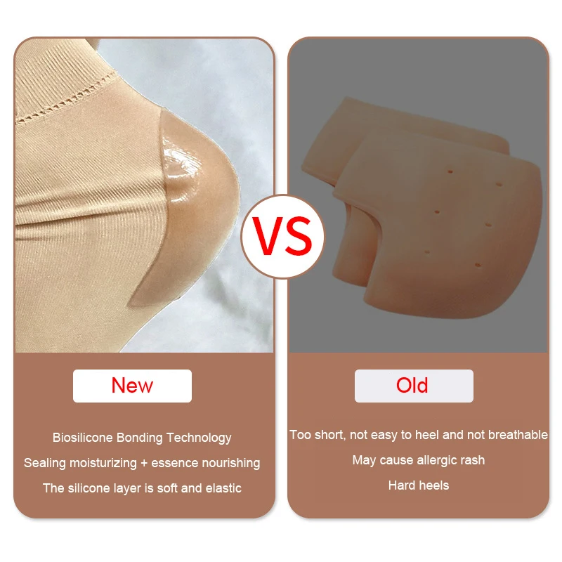 Silicone Heel Protector Feet Care Skin Repair Cushion Half-yard Socks for Women Men Heel Cover Relief Heel Pain Reduce Pressure