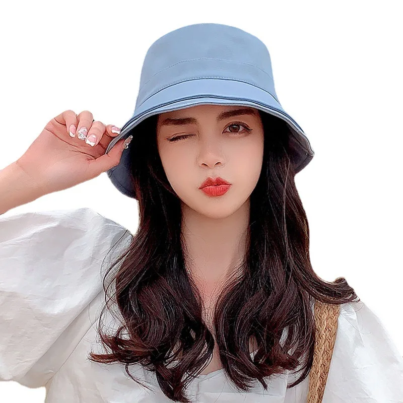 Simple Basin Cap Female Solid Color Sunscreen Sun Hat Tourism Travel Fashion With A Hundred Sun Hat Free Shipping Chapeau Femme
