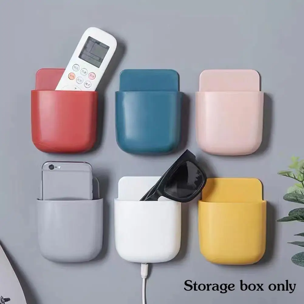 

TV Remote Control Storage Box Air Conditioner Storage Case Mobile Phone Plug Holder Stand Container Wall Mounted Organizer