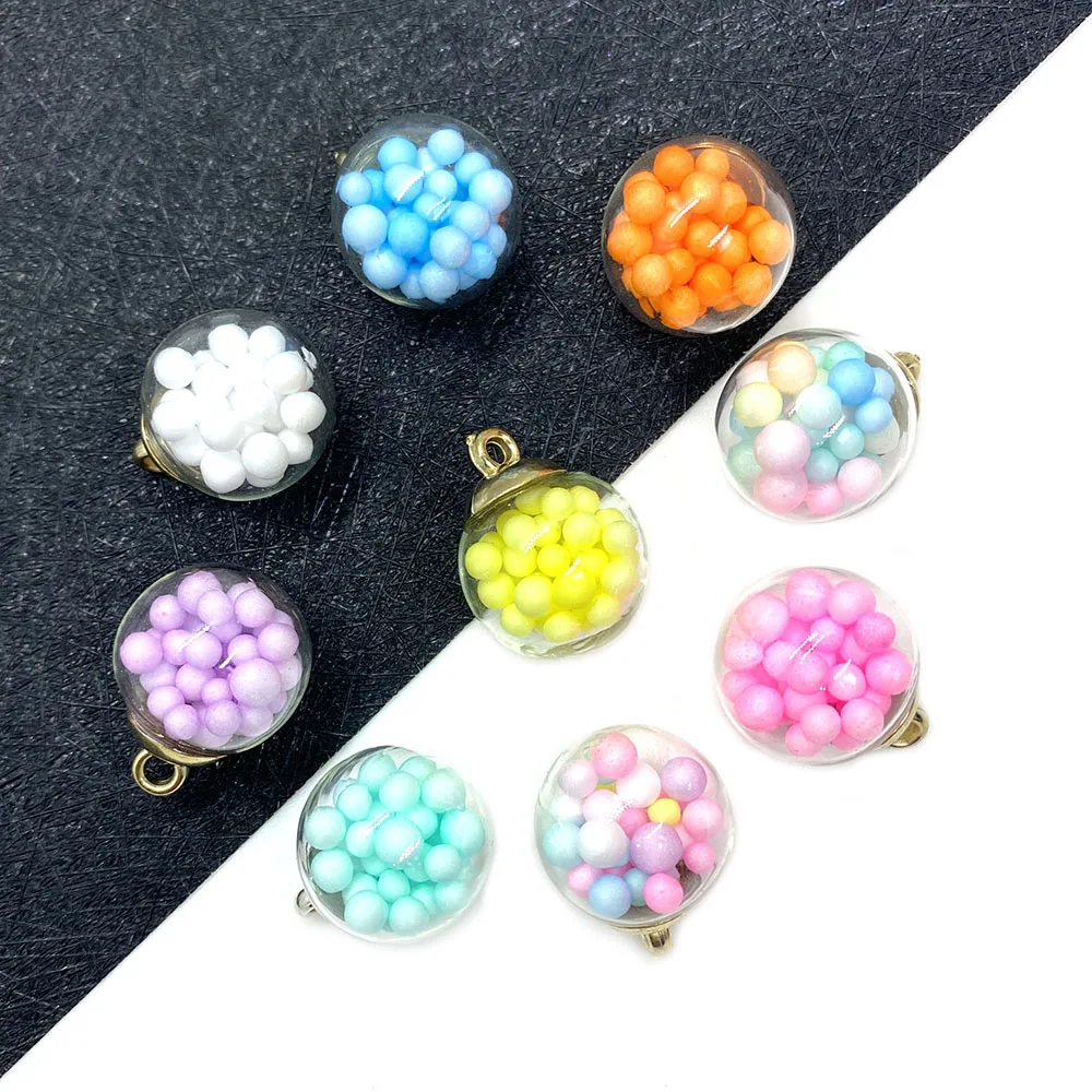 

10pcs/pack Glass Ball Pendant Transparent Jar Glass Bead Color Pendant DIY Jewelry Making Necklace and Earring Size 16mm