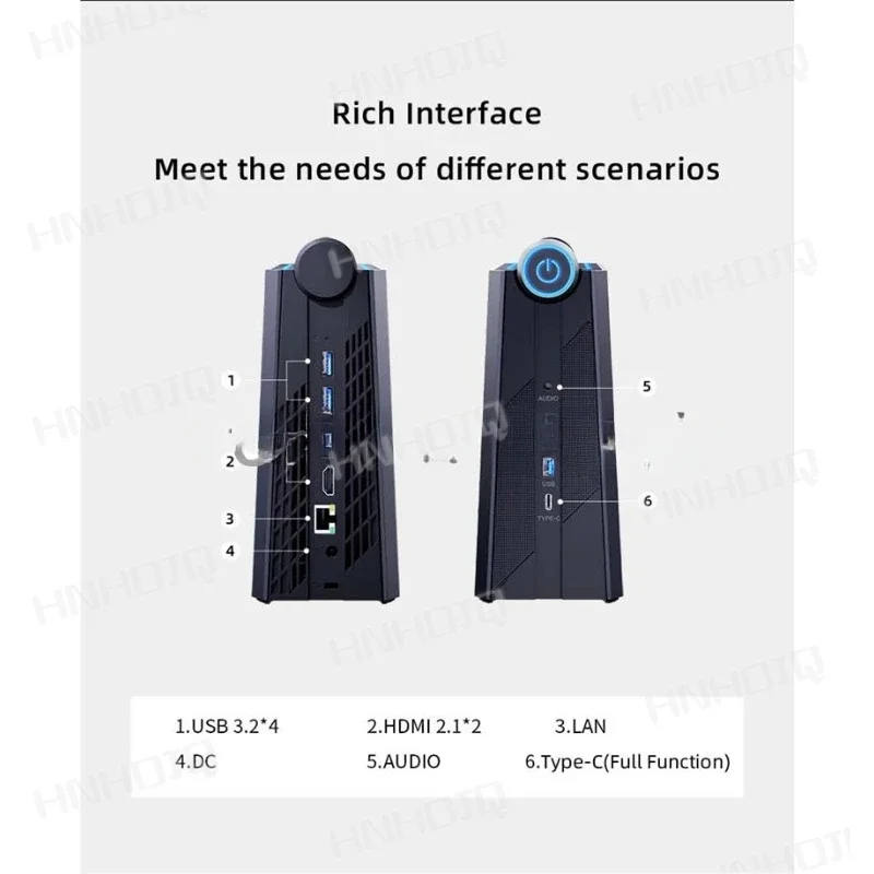 2023 Новый игровой мини-ПК AM08 PRO Ryze n 9 6900HX DDR5*2 4800 МГц 32G/64G 512G 1 ТБ M.2 2280 NVME/ NGFF Stand Up Mini PC