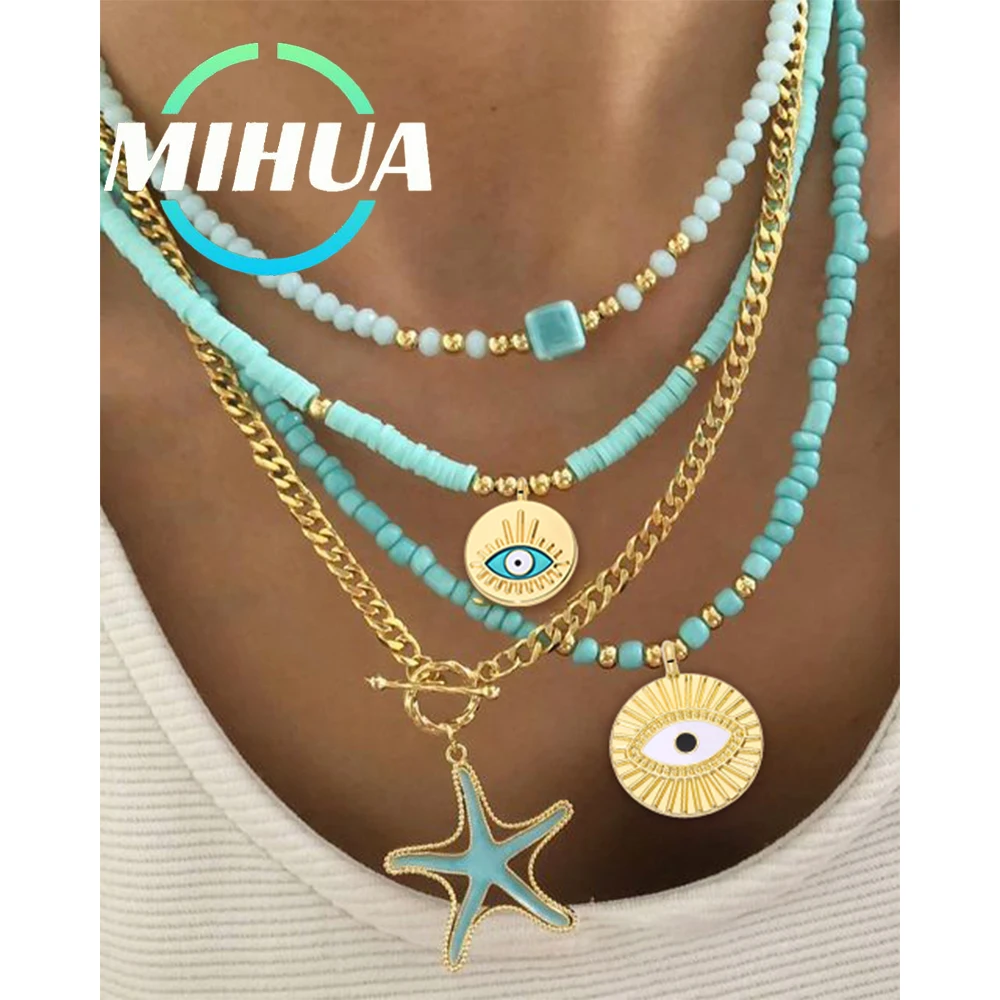 

HUAMI 2023 Evil Eye Pendant Charms For Jewelry Making 18k Gold Drip Oil Pendant Accessories Bracelet Necklace Charms DIY Gifts