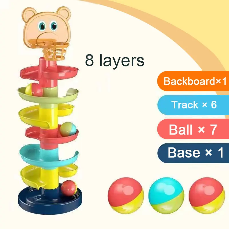 

Montessori Toy DIY with Swirling Ramps Rolling Balls Early Education Baby Toy Rolling Ball Track Slide Ball Tower Kids Shoot Toy