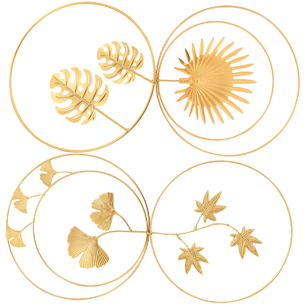 

Wall Leaf Decor Metal Table Decoration Gingko Sculpture Iron Ginkgo Resin Statue Palm Hollow Tropical Round Hanging Vintage