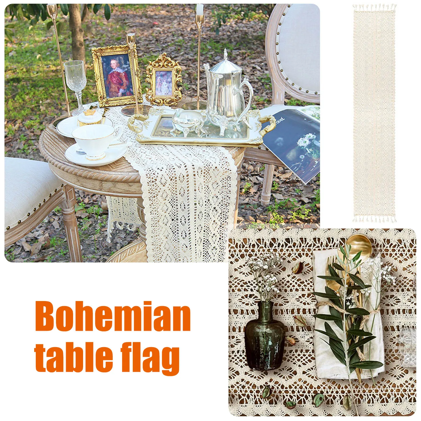 

Cotton Macrame Table Runner 24x180cm/10x71in Cotton Crochet Lace Table Runner With Tassels For Bohemian Wedding Bridal Shower