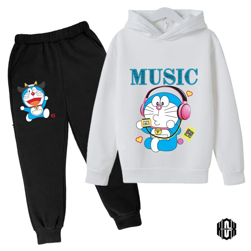 

2-12 Yrs Kids Boys Girls Doraemon Sweatshirt Suit Baby Boys Girls Clothing Set Pullovers+pants Children Boys Oversized Tracksuit