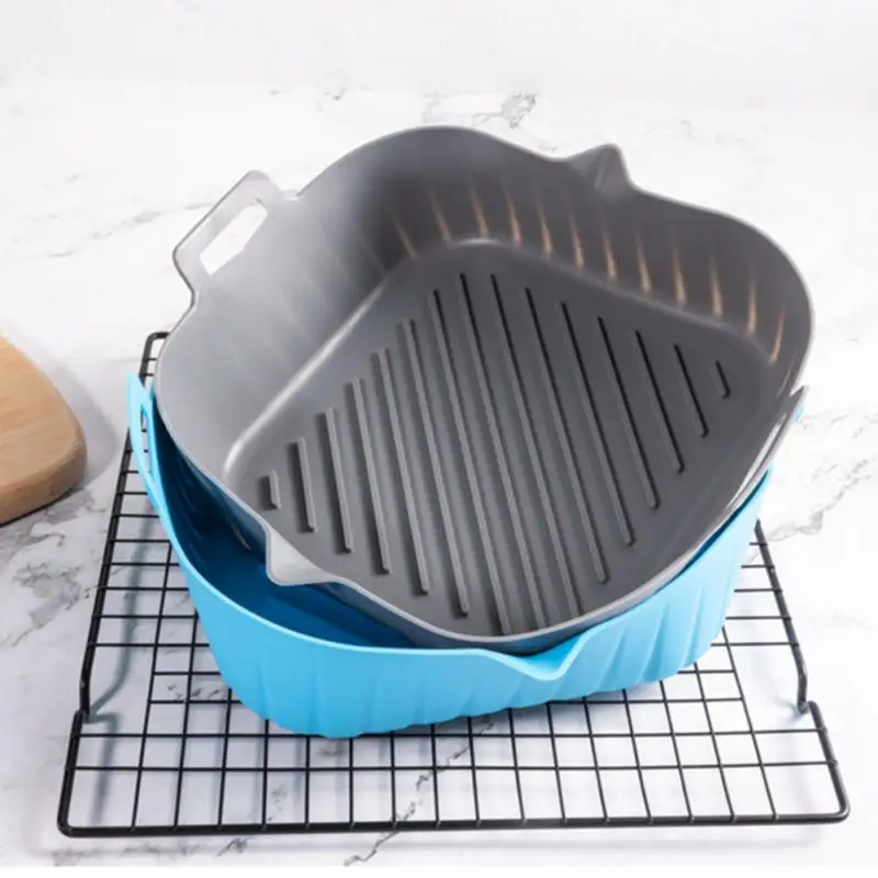 

Silicone Tray For Air Fryer Oven Baking Tray With Handle Fried Chicken Pizza Mat Without Oil Silicone Pot Airfryer Accessories