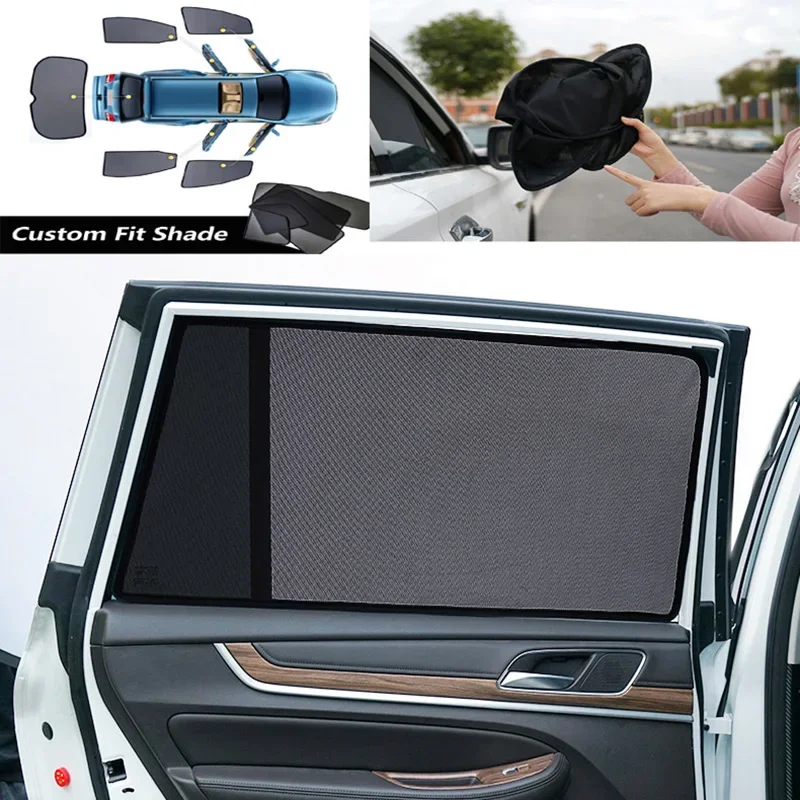 Фото Для Mercedes Benz GLB EQB 2019-2025 Магнитная автомобильная солнцезащитная шторка на лобовое стекло, задние боковые сетчатые шторки для защиты от солнца для детей. №1