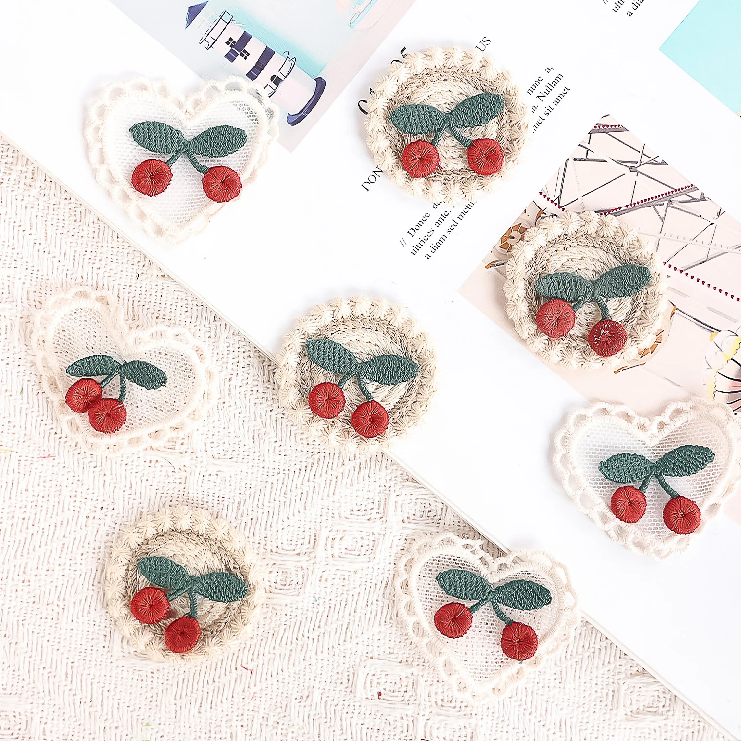 

Korean-Style Retro Cherry Accessories Sewing Patch Appliques For Diy Clothing Material Hair Clips Parts And Christmas Decoration
